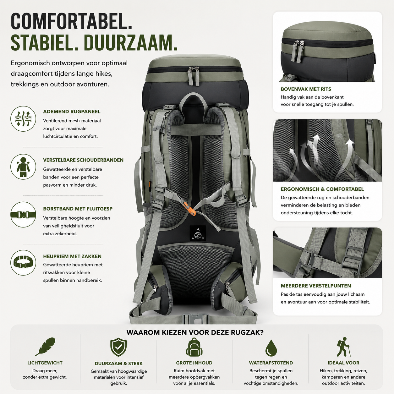 Backpack 75L Outdoor - Lichtgewicht - Waterdicht