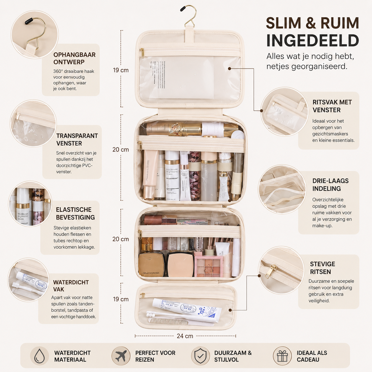 Aventury Hangende Make-up Tas - Toilettas & Cosmetica