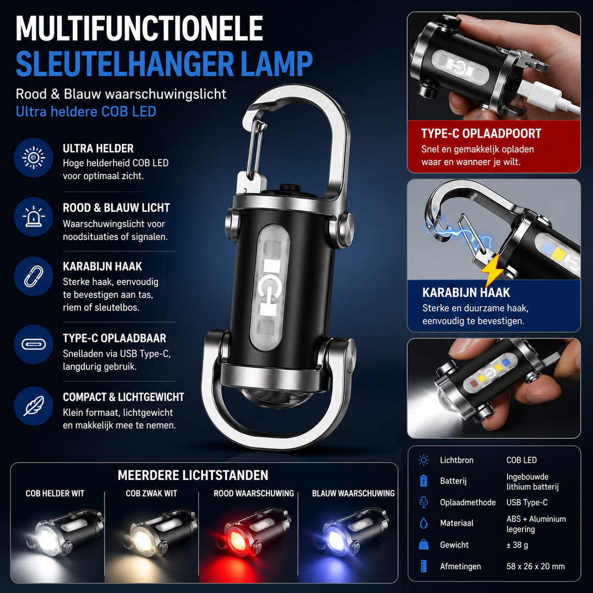 Aventury Mini LED Sleutelhanger Zaklamp