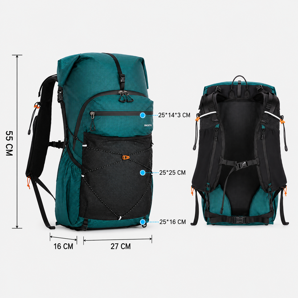 Trekking Backpack - Lichtgewicht Outdoor Rugzak met Verstelbaar Draagsysteem & Slimme Opbergruimte