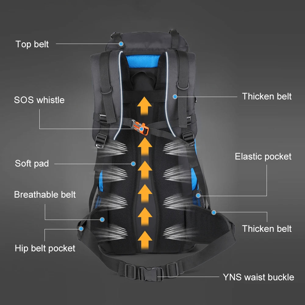 Hiking Rugzak 65L Lichtgewicht Outdoor Backpack