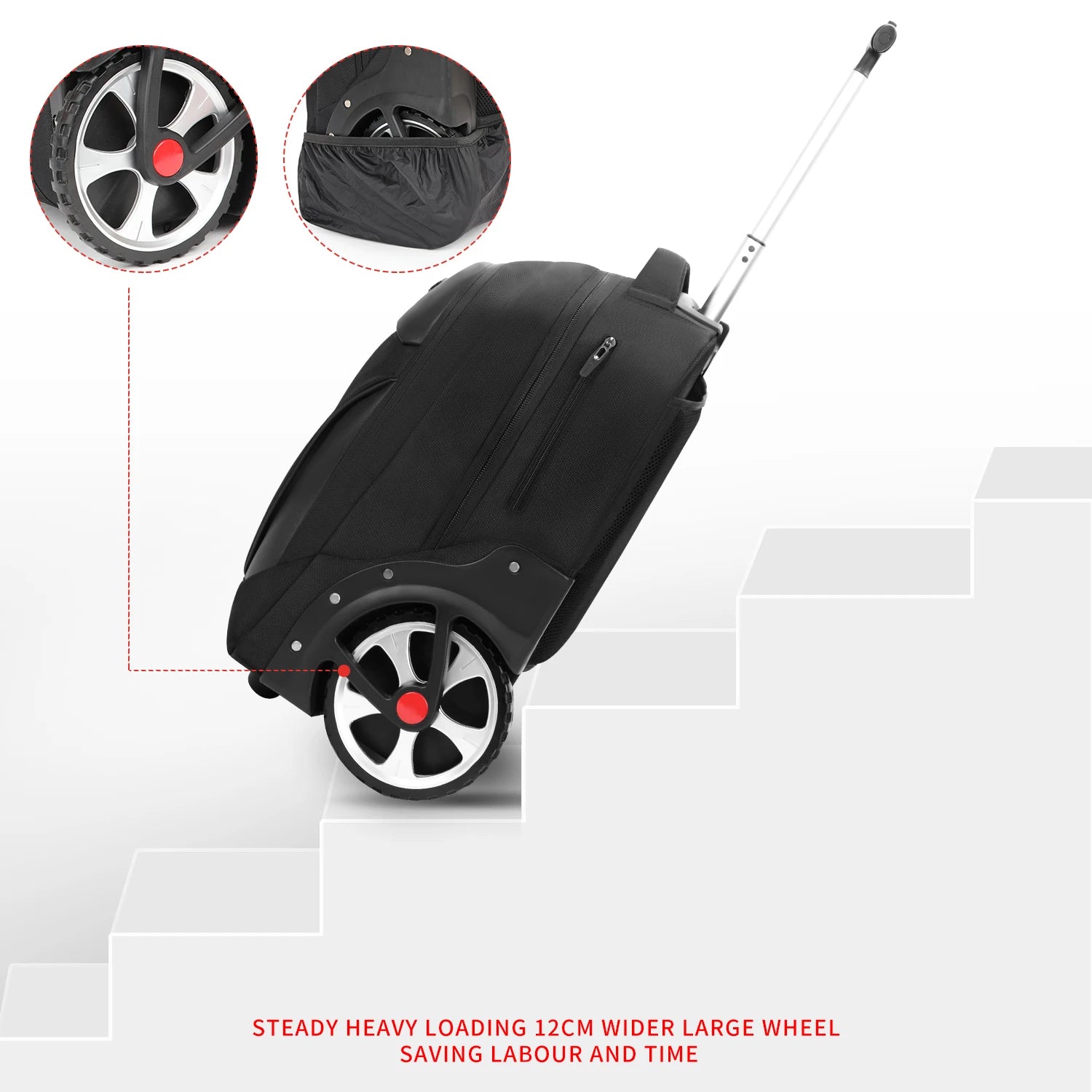 Rolkoffer Rugzak - Trolley Backpack met Uitschuifbare Trekstang - 18 inch / 20 inch