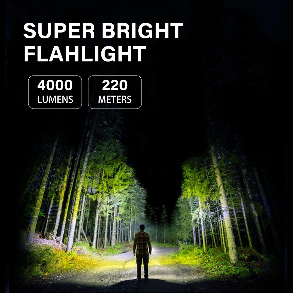 Aventury Oplaadbare LED Zaklamp 4000 Lumen – IPX8 Waterdicht