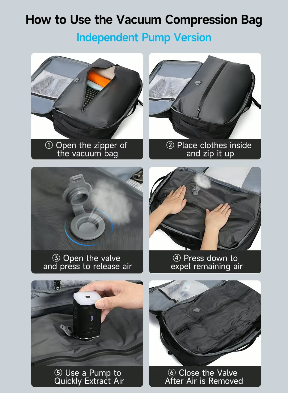 Vacuum Compressie Rugzak met TSA Slot – Travel Backpack 22”
