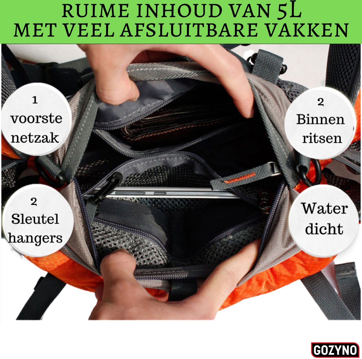 Sportheuptas - Waterafstotende Outdoor Heuptas met Fleshouders