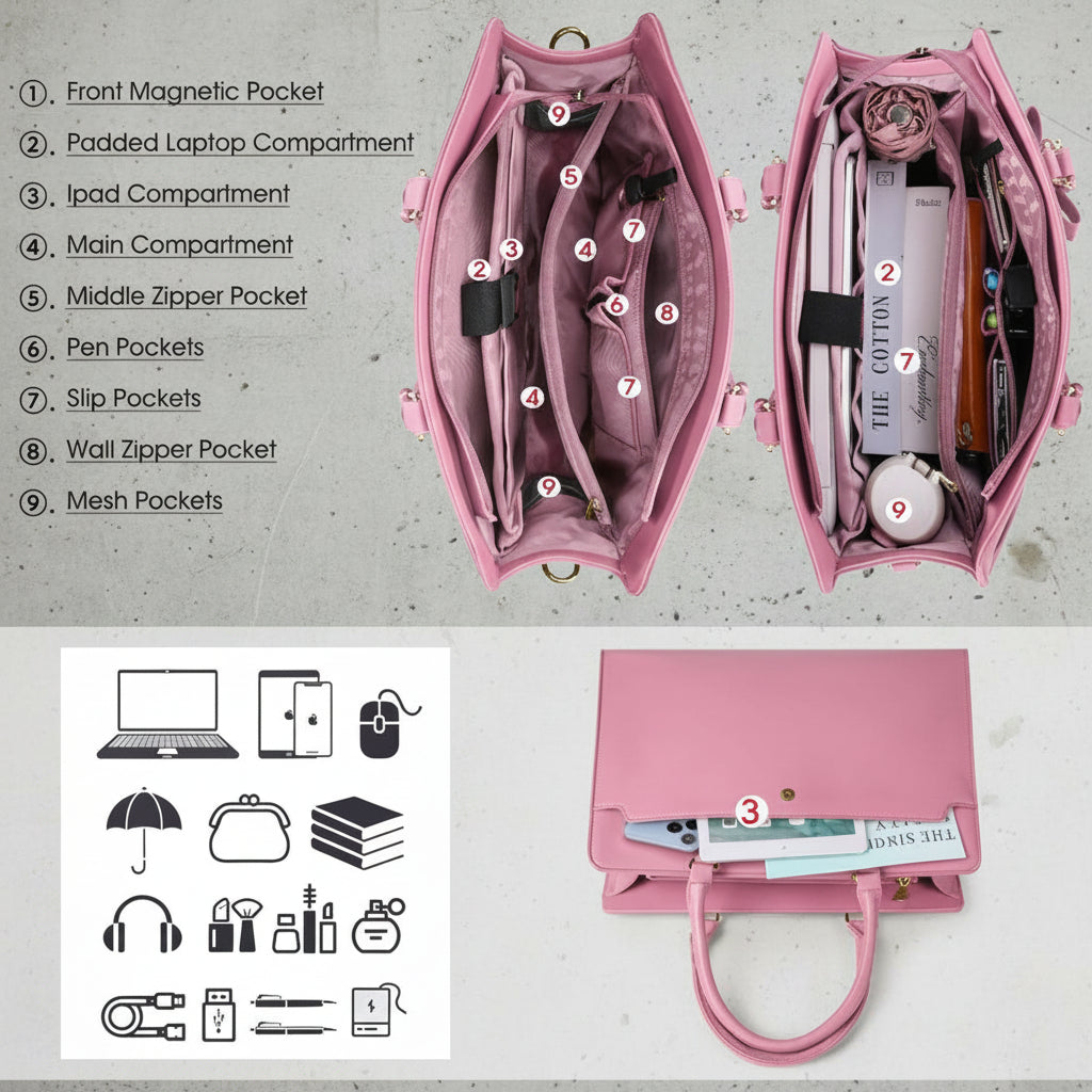 Dames Aktetas 15.6 Inch - Stijlvolle Zakelijke Handtas