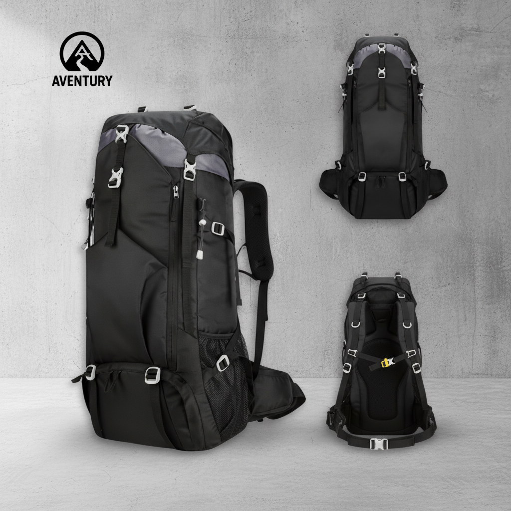 70L backpack met apart schoenenvak en regenhoes voor reizen en outdoor gebruik
