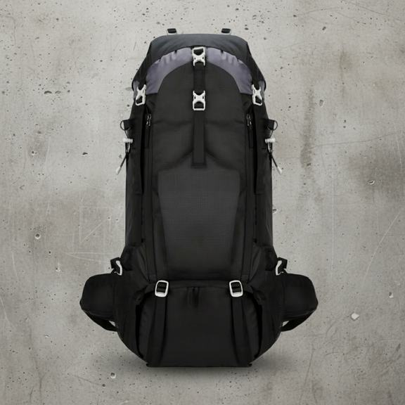  70 liter backpack met verstelbare schouderbanden en ademend rugsysteem