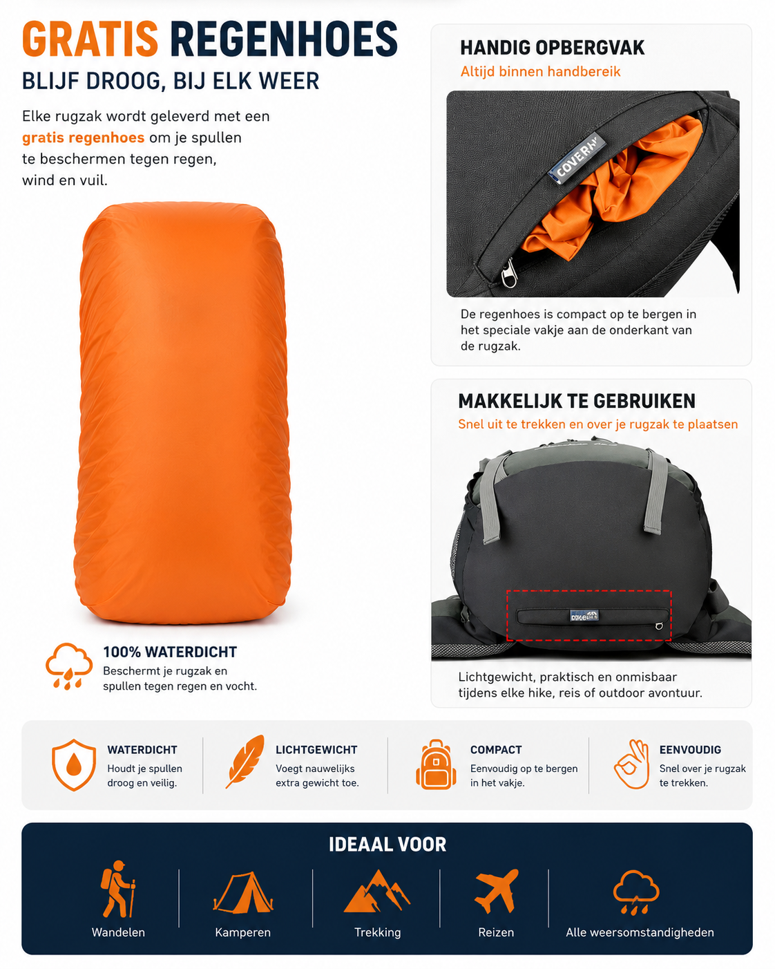 Backpack 75L Outdoor - Lichtgewicht - Waterdicht