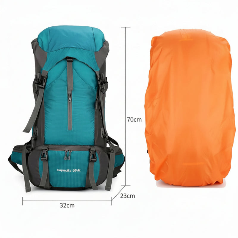 Aventury Backpack 70L met waterdichte regenhoes – bescherming tegen regen en vocht