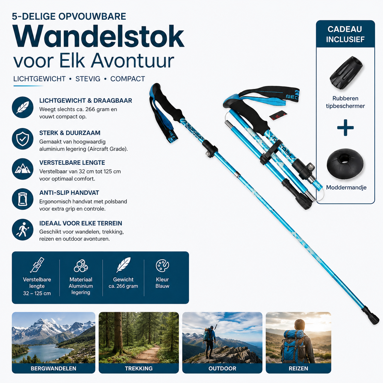Opvouwbare Wandelstokken - Aluminium - Lichtgewicht