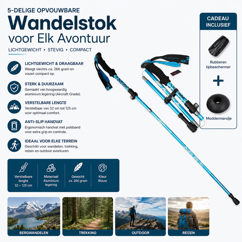 Opvouwbare Wandelstokken - Aluminium - Lichtgewicht