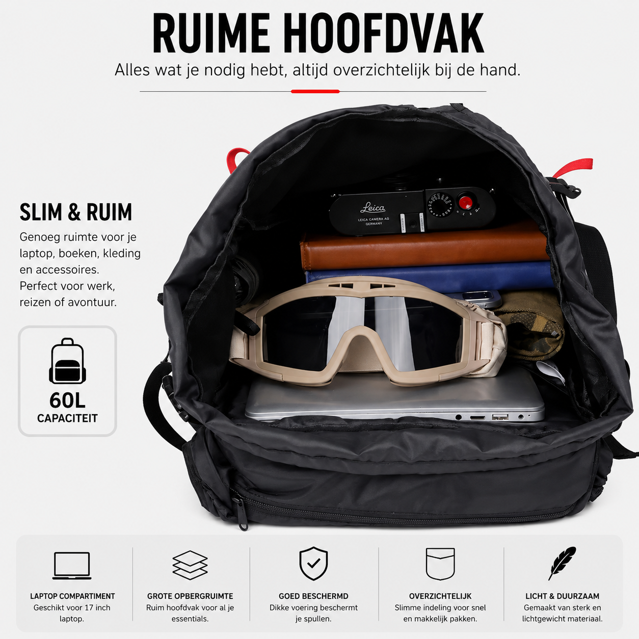 Backpack 60L Outdoor - Lichtgewicht - Waterdicht
