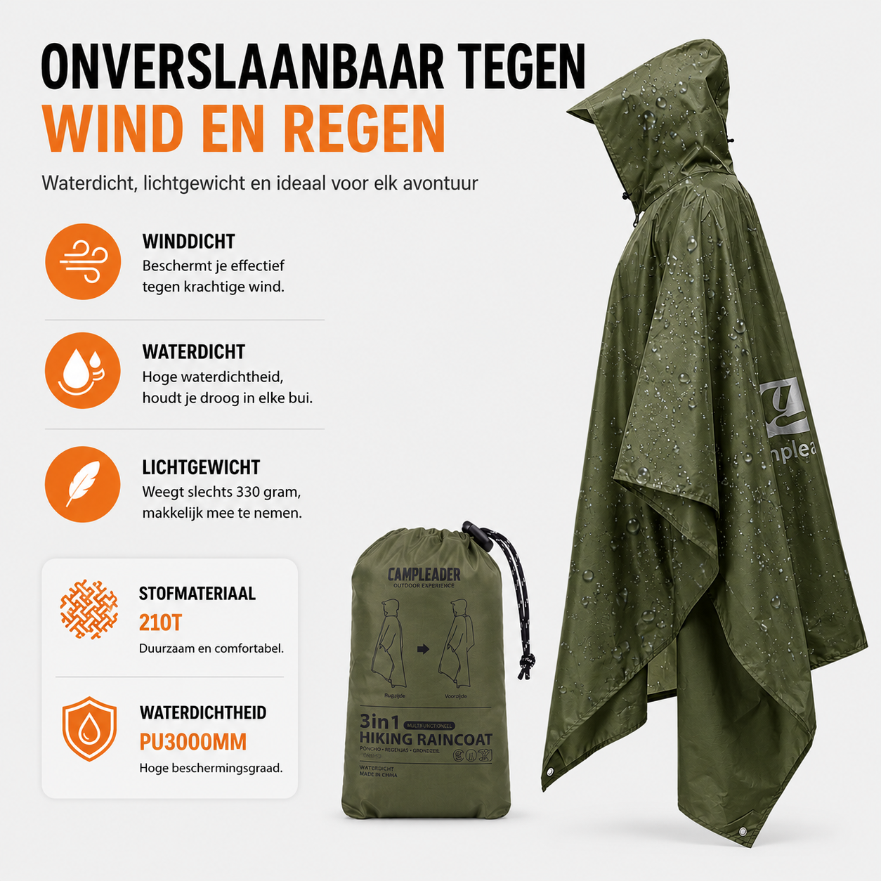 Aventury 3-in-1 Regenponcho - Regenjas - Schuiltent