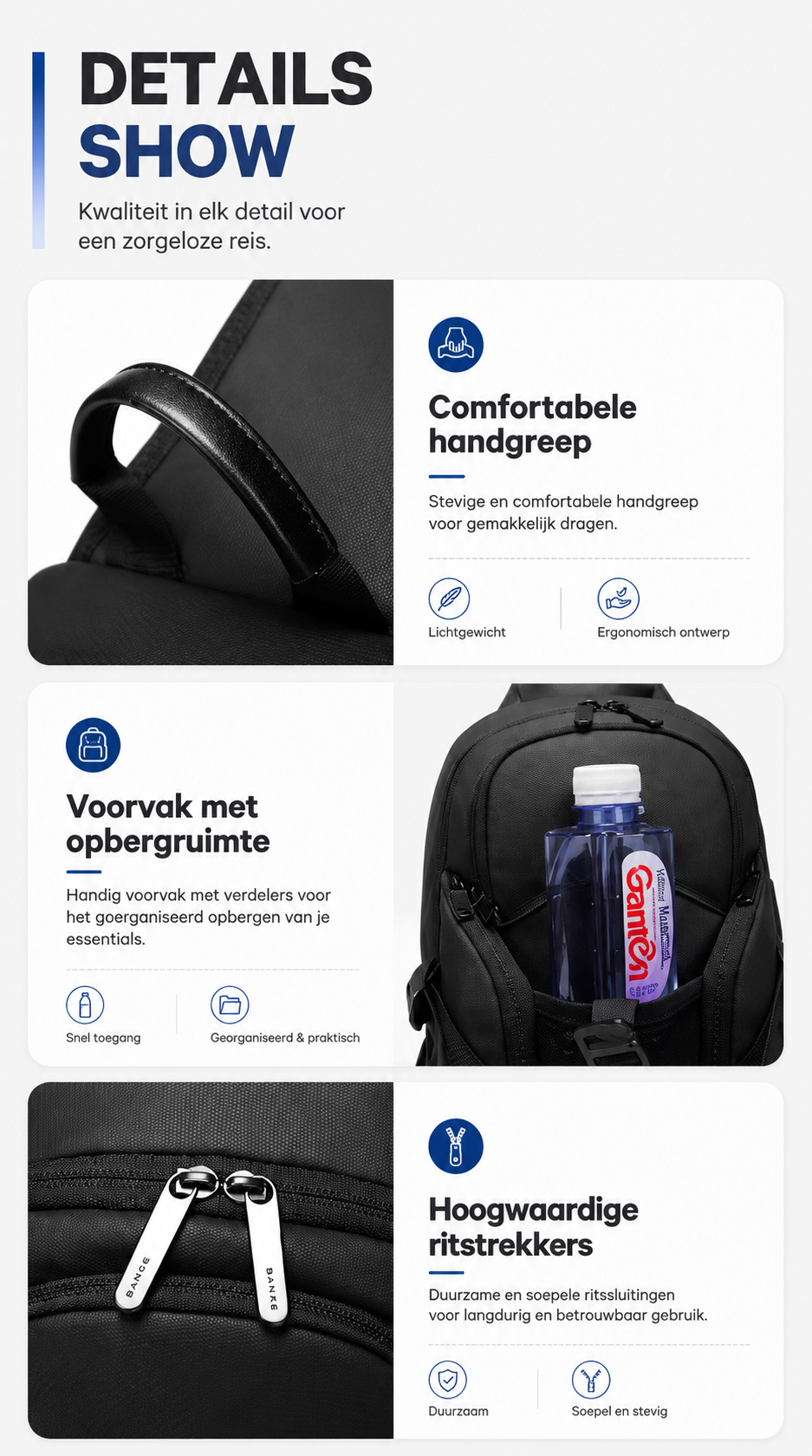 Crossbody Sport+ Rugzak - Waterafstotend - USB Oplaadpoort