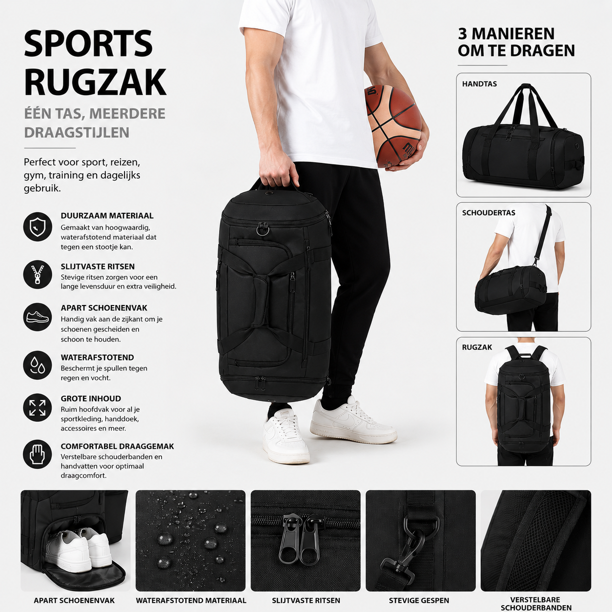 Aventury Sports Rugzak 40L - Sporttas Rugzak & Schoudertas in Één