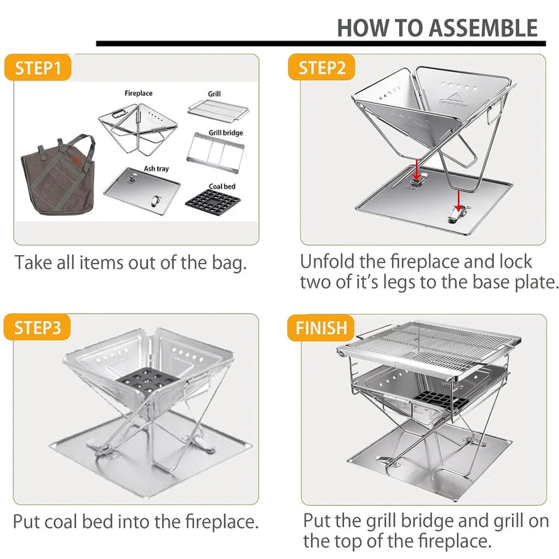 Opvouwbare BBQ Grill - Firepit - RVS