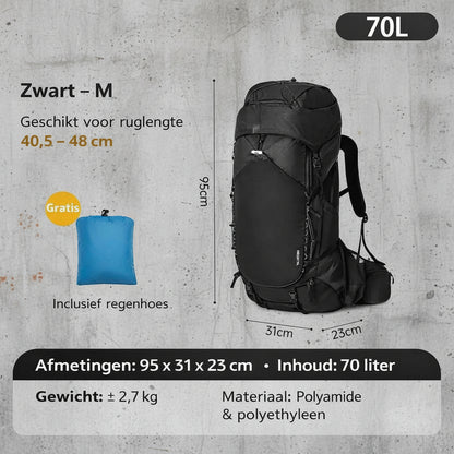 Trekking Rugzak 70L - Backpack - maximale ondersteuning M/L