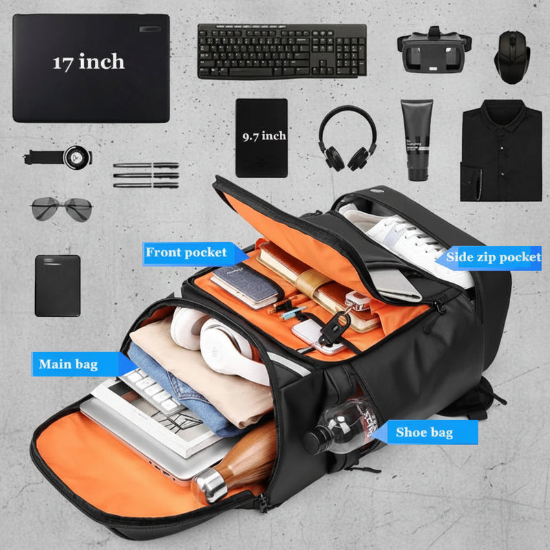 Laptop Rugzak 17 Inch met Schoenvak - Waterdicht - 50L Travel Backpack