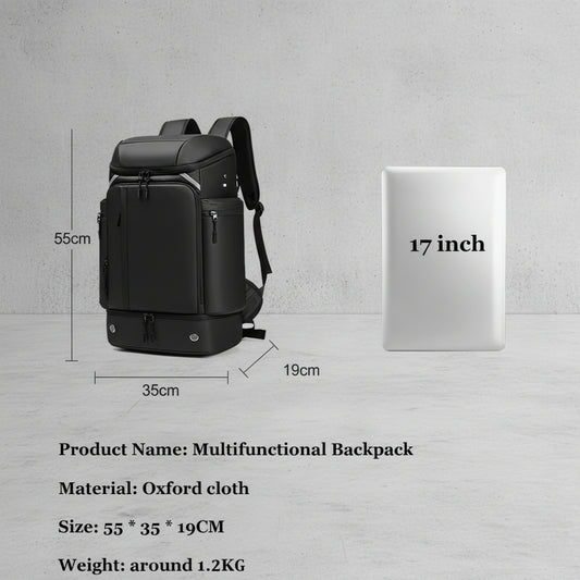 Laptop Rugzak 17 Inch met Schoenvak - Waterdicht - 50L Travel Backpack