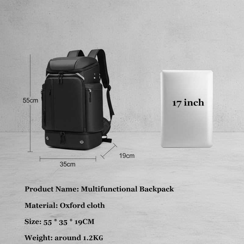 Laptop Rugzak 17 Inch met Schoenvak - Waterdicht - 50L Travel Backpack