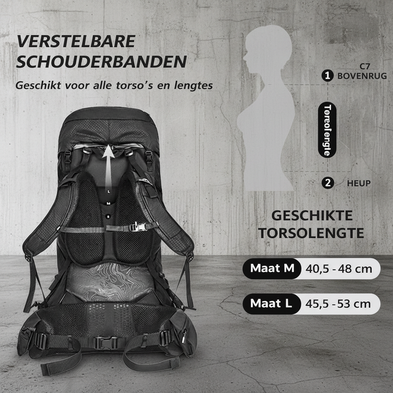 Trekking Rugzak 70L - Backpack - maximale ondersteuning M/L
