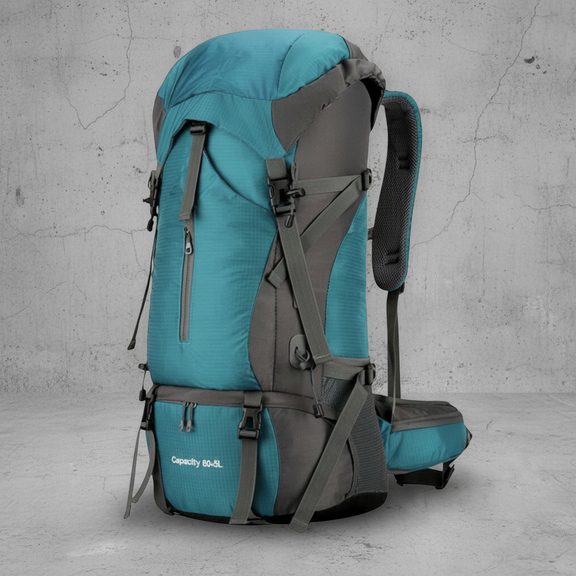 Blauwe Aventury Backpack 70L – lichtgewicht backpack geschikt voor reizen en kamperen