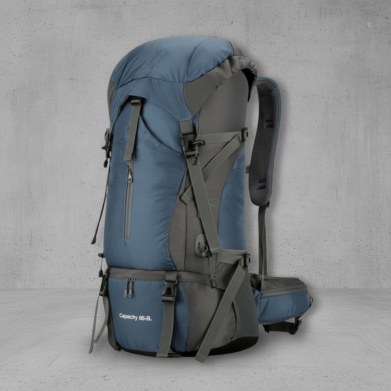 Blauwe Aventury Backpack 70L – opvallende en ruime backpack voor outdoor gebruik