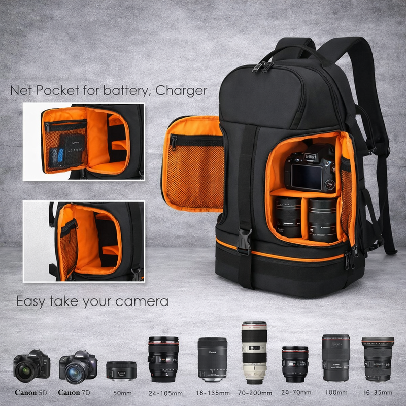 Camera Rugzak met Laptopvak 15.6 Inch – Waterdichte DSLR Foto tas