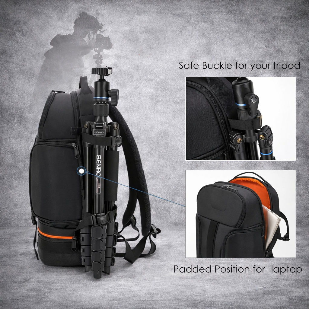 Camera Rugzak met Laptopvak 15.6 Inch – Waterdichte DSLR Foto tas