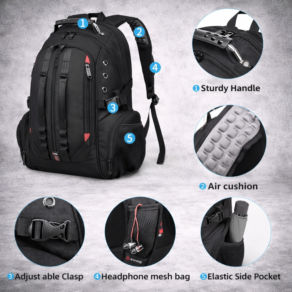 Backpack Laptop Rugzak 40L met USB 17 Inch