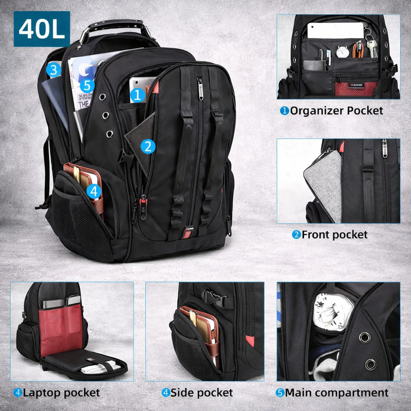 Backpack Laptop Rugzak 40L met USB 17 Inch