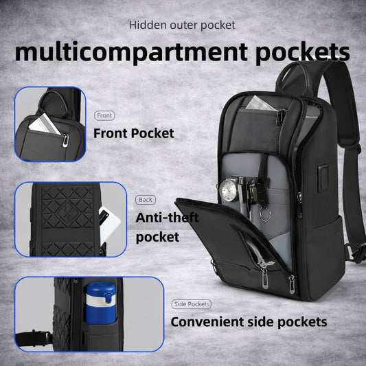 Crossbody Sling Rugzak met USB Oplaadpoort