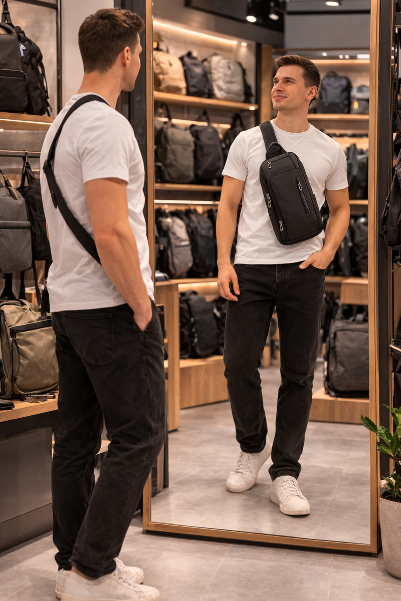 Crossbody Sling Rugzak met USB Oplaadpoort