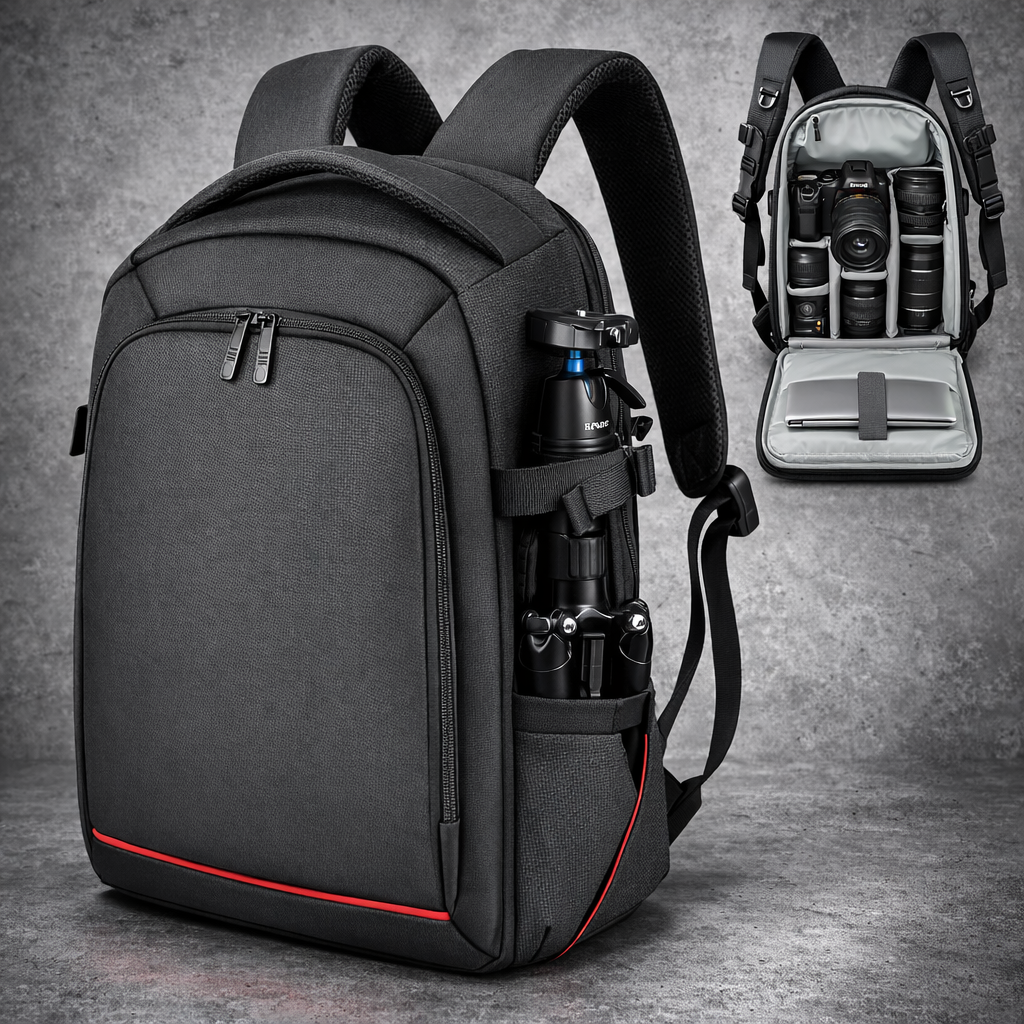 Camera Rugzak DSLR met Laptopvak 15.6 Inch – Waterdichte Foto tas met Statiefhouder