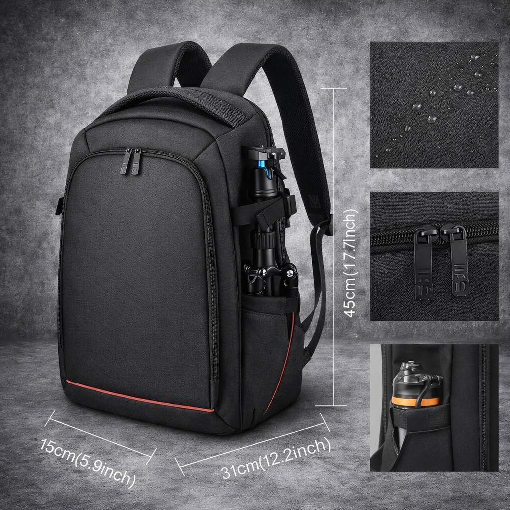 Camera Rugzak DSLR met Laptopvak 15.6 Inch – Waterdichte Foto tas met Statiefhouder