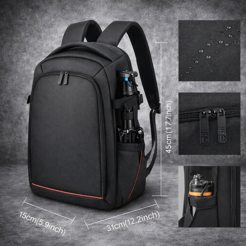 Camera Rugzak DSLR met Laptopvak 15.6 Inch – Waterdichte Foto tas met Statiefhouder