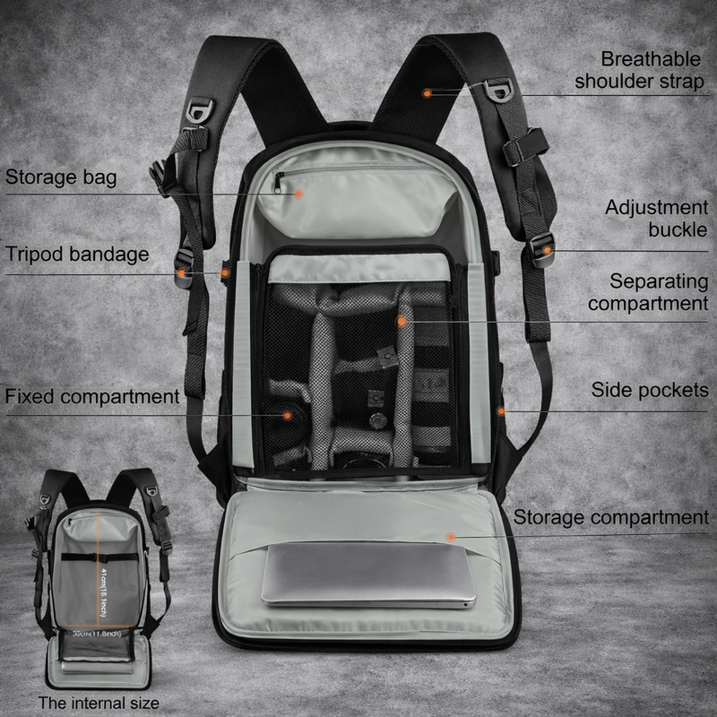 Camera Rugzak DSLR met Laptopvak 15.6 Inch – Waterdichte Foto tas met Statiefhouder