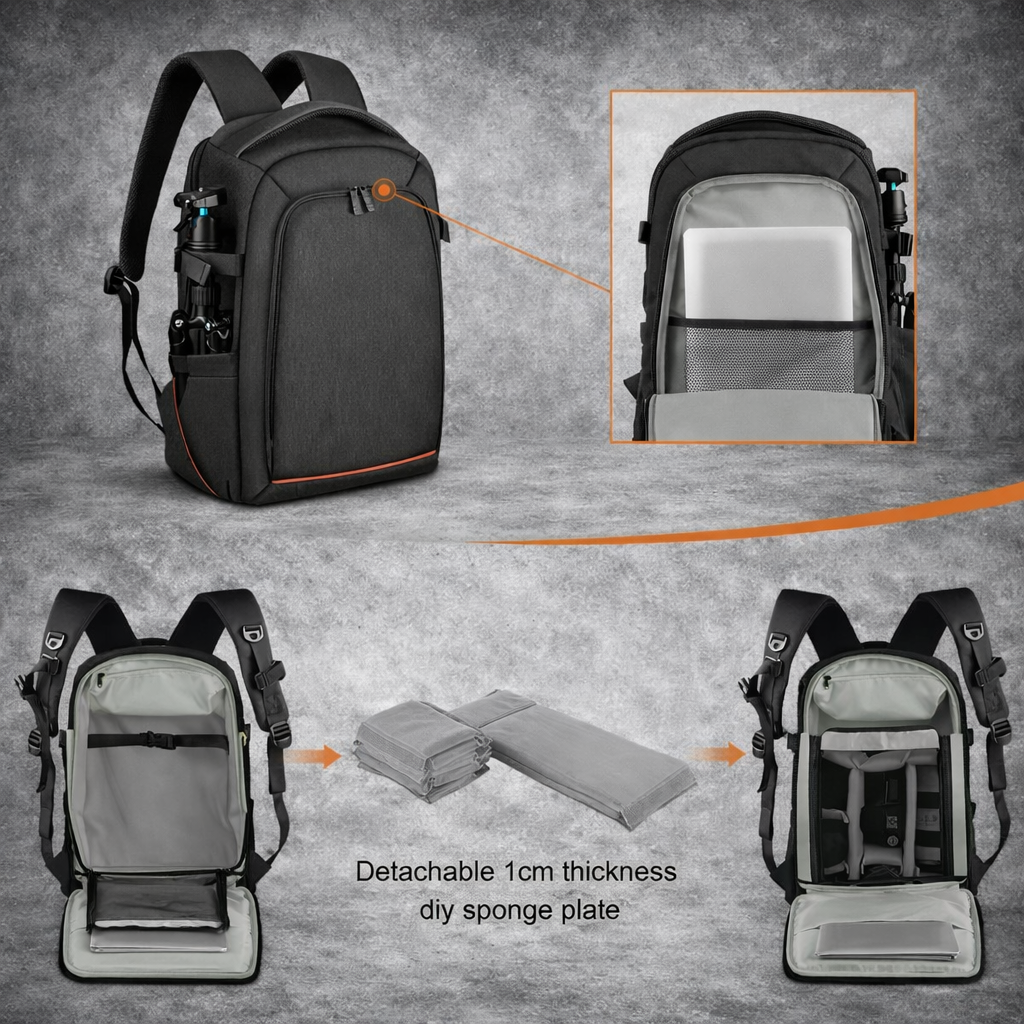 Camera Rugzak DSLR met Laptopvak 15.6 Inch – Waterdichte Foto tas met Statiefhouder