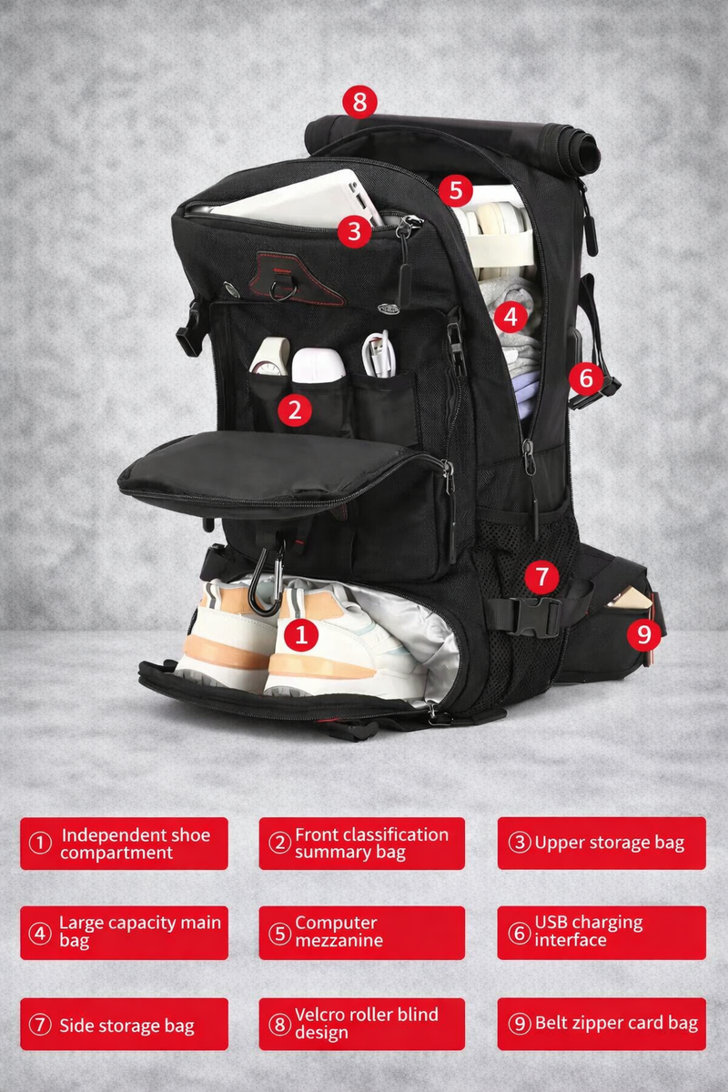 Travel Rugzak 35-80L – Laptop Backpack met Schoenenvak