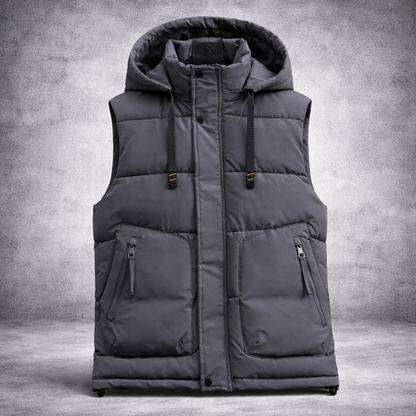Winter bodywarmer heren - gewatteerde bodywarmer met capuchon