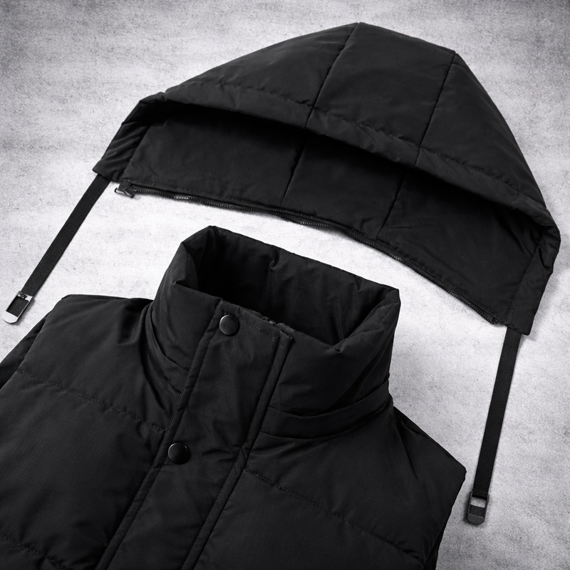 Winter bodywarmer heren - gewatteerde bodywarmer met capuchon