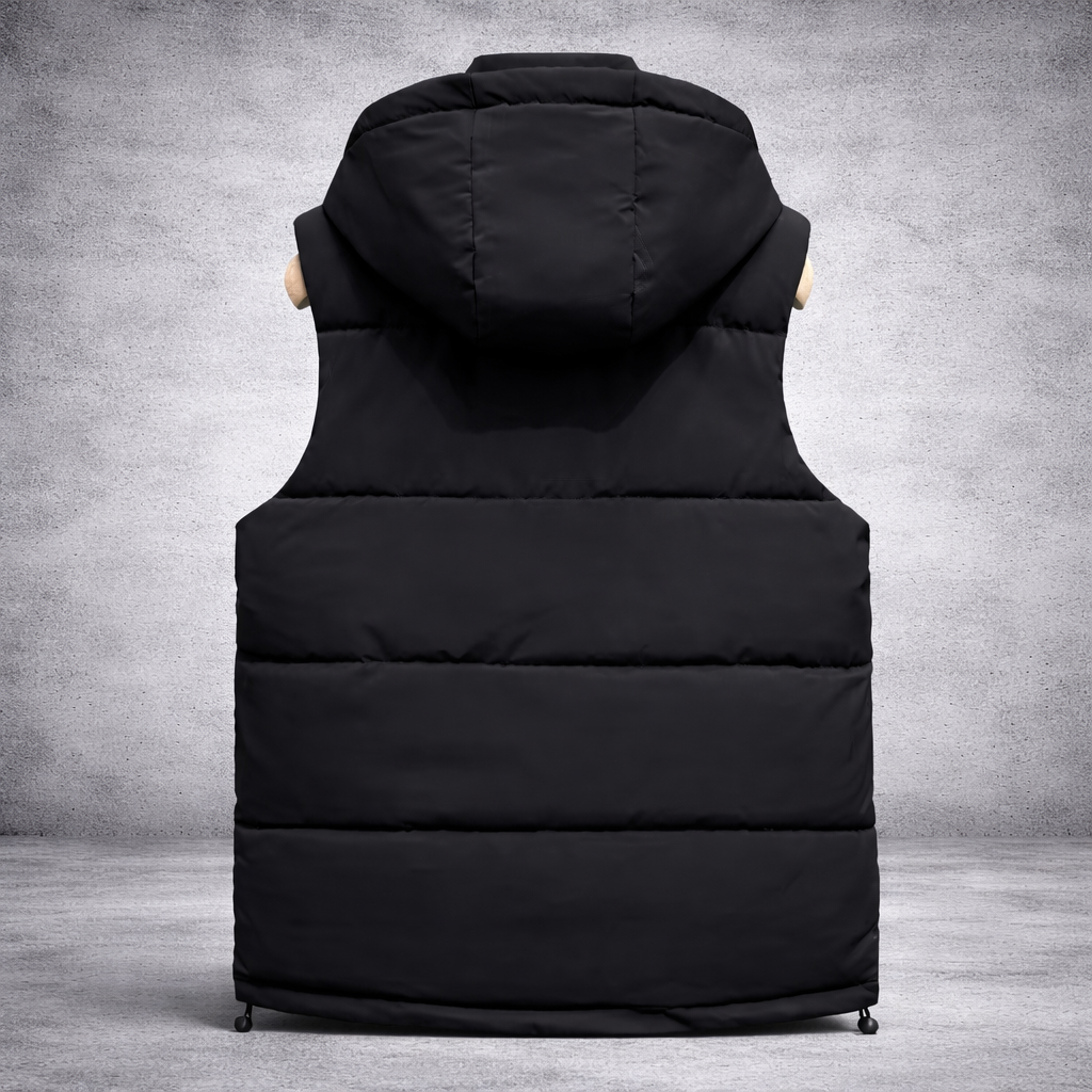 Winter bodywarmer heren - gewatteerde bodywarmer met capuchon