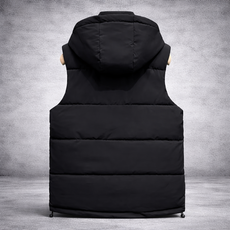Winter bodywarmer heren - gewatteerde bodywarmer met capuchon