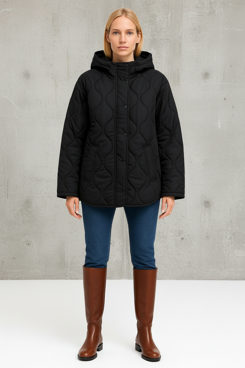 Dames Puffer Jas Gewatteerd Met Capuchon