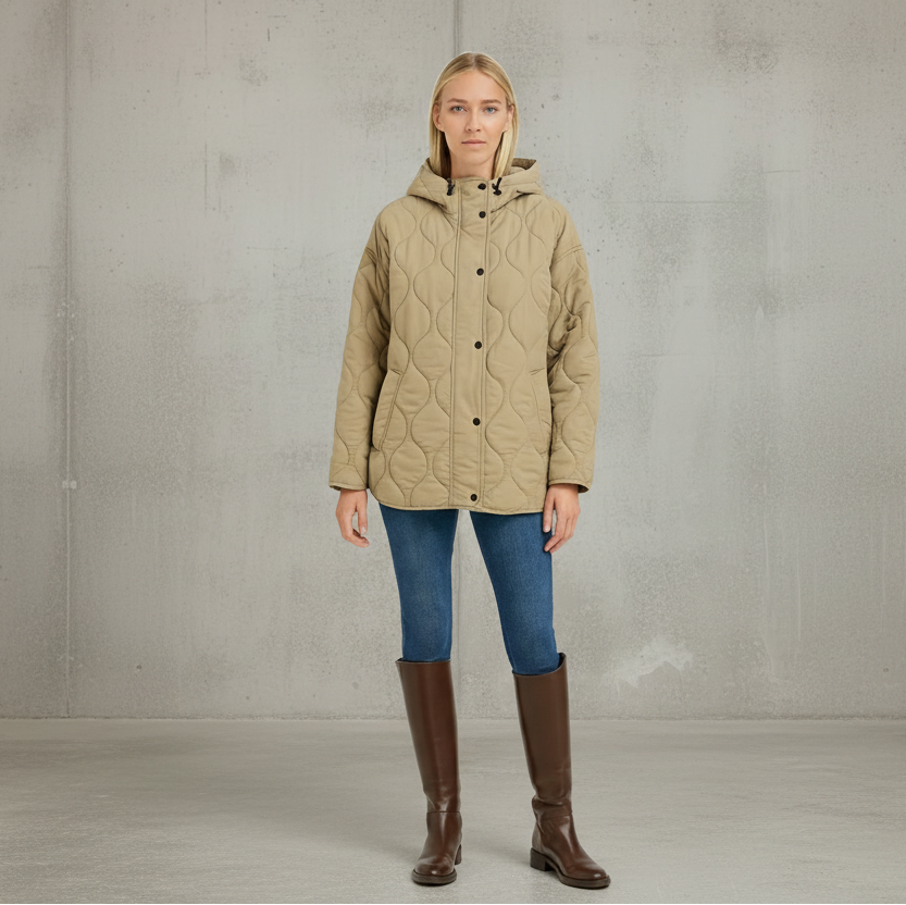 Dames Puffer Jas Gewatteerd Met Capuchon