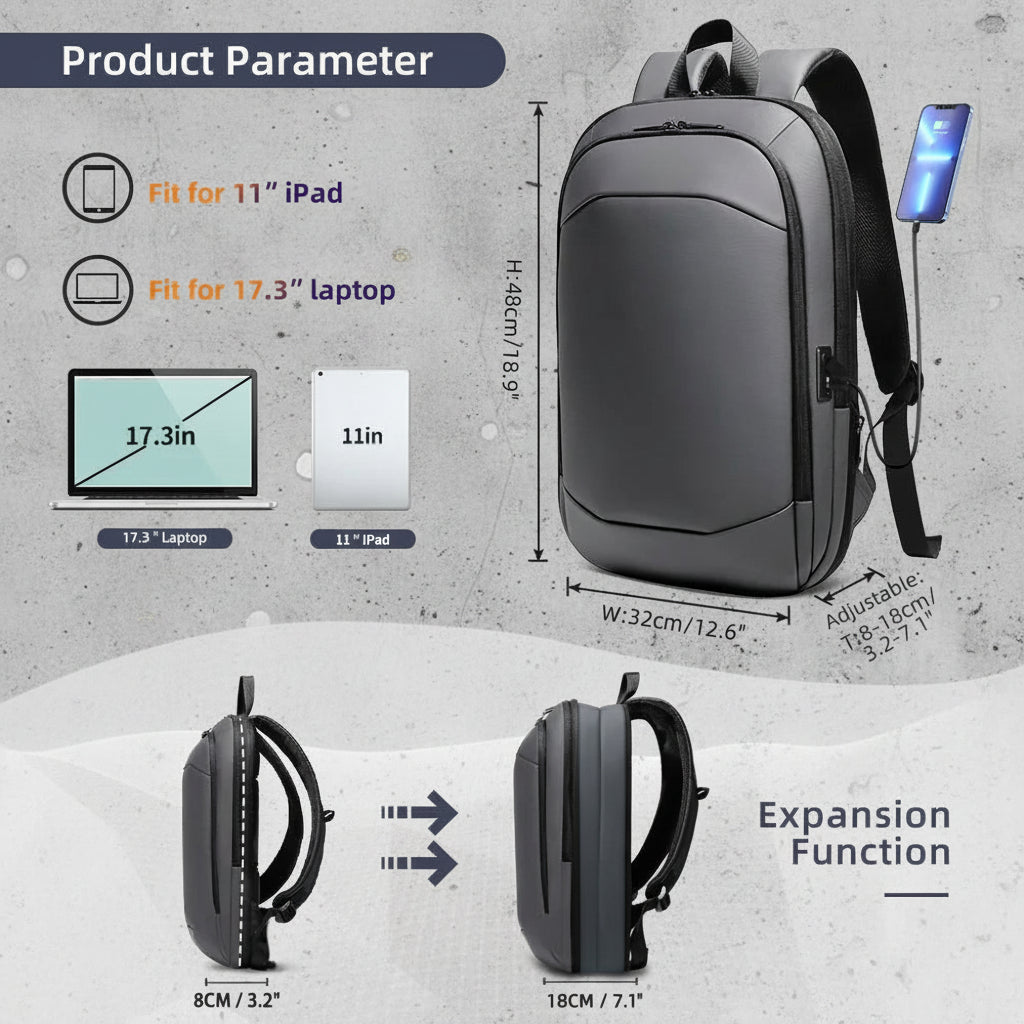 Laptop Rugzak tot 17 Inch met USB en Anti-Diefstal