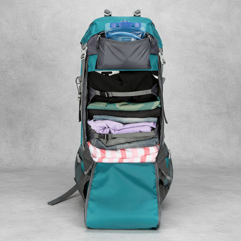 Lichtgewicht 70 liter backpack met frontloader ontwerp voor overzichtelijk inpakken