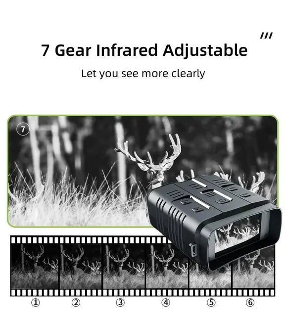 Nachtkijker met 7 standen infrarood voor helder nachtzicht