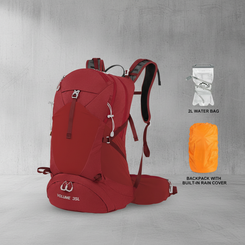 Backpack 35L met Waterzak 2L en Regenhoes